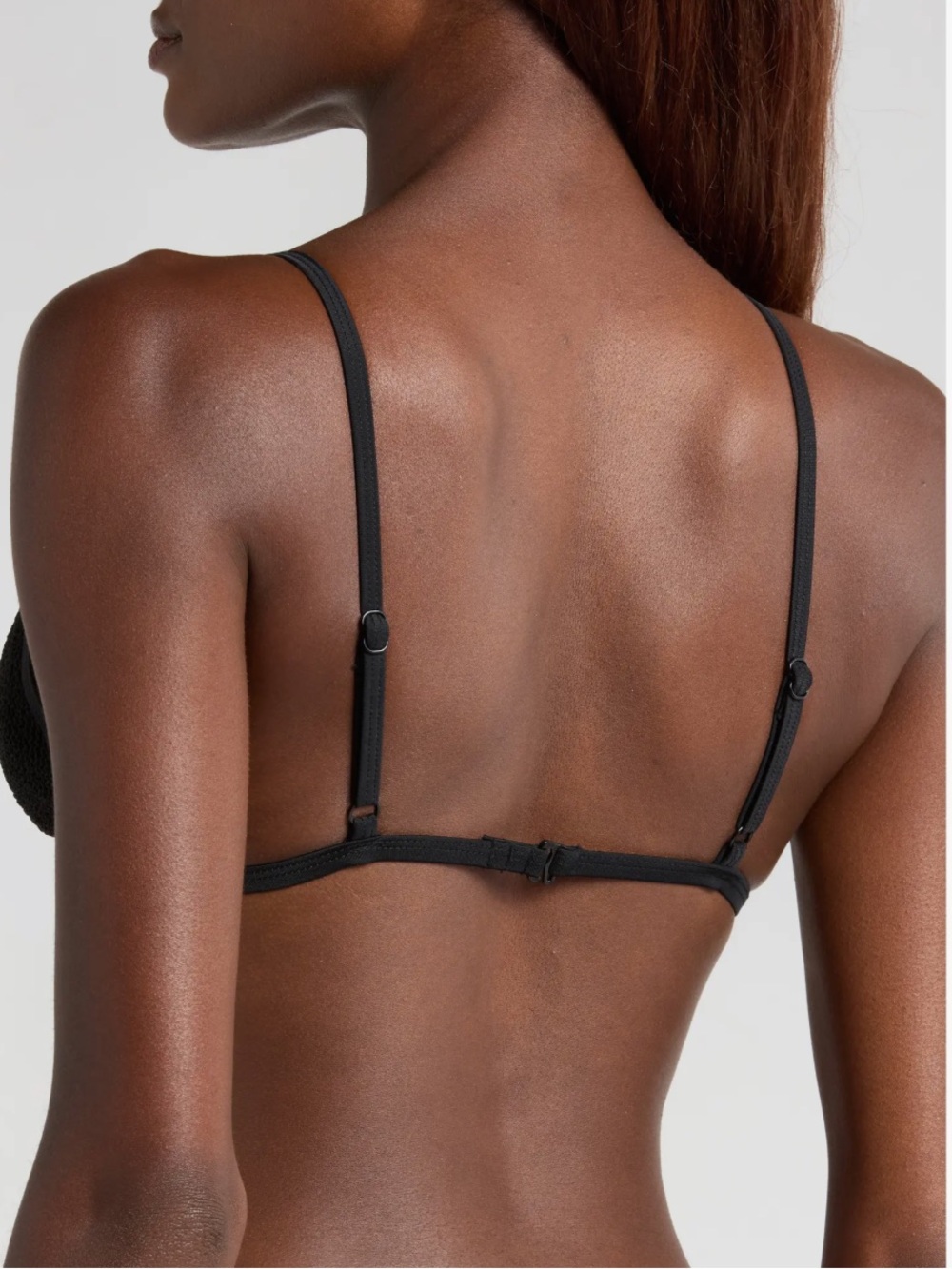 Good American Black Textured Triangle Bikini Top - Picture 2 of 8
